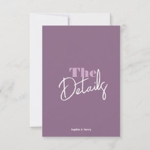 Modern bold Lavender & lila Wedding Enclosure card