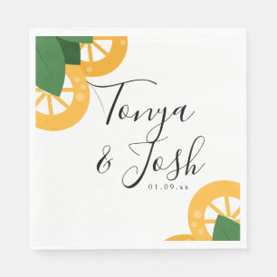 Modern Bold Lemon Citrus Wedding Napkin