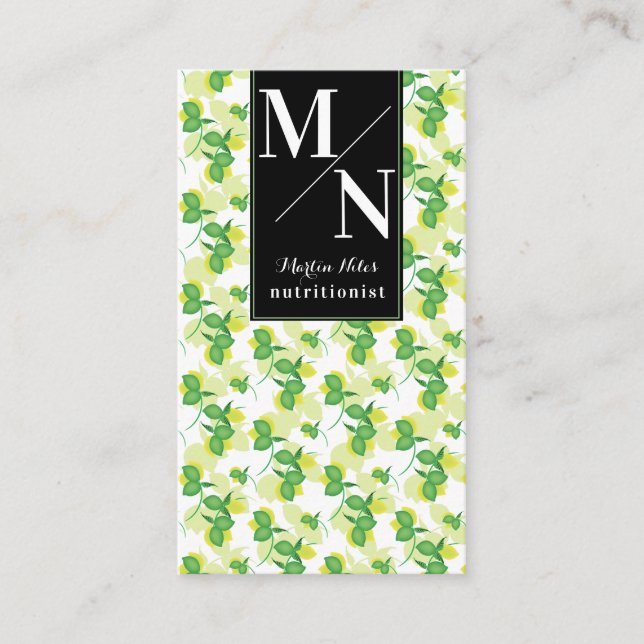 Modern Bold Lemon Nutritionist Healthy Business Card (Front)