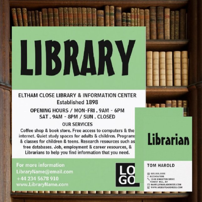 Modern Bold, Librarian Business Card (Creator Uploaded)
