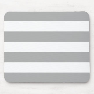 Modern Bold Light Grey and White Stripes Mouse Mat