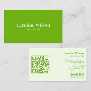 Modern Bold Lime Green QR Code Professional Business Card