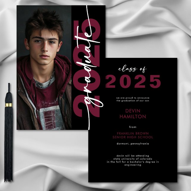 Modern Bold Maroon Typography Grad Announcement (Modern Bold Maroon Typography Grad Announcement)