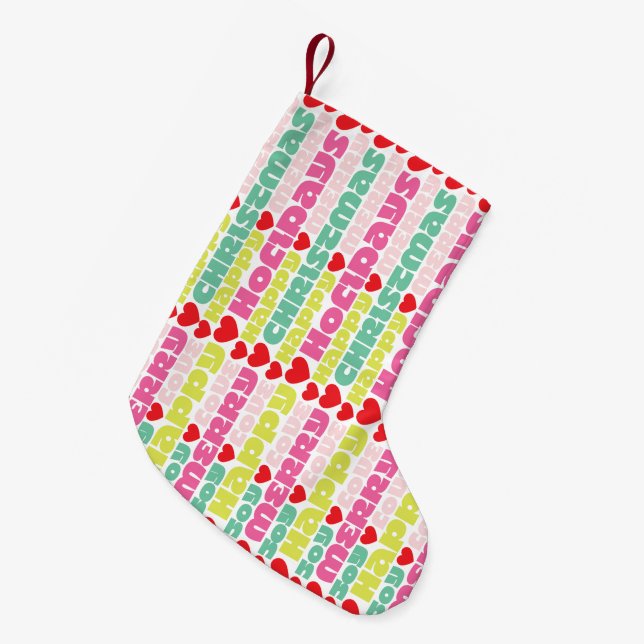 MODERN BOLD MERRY & BRIGHT | christmas holiday Small Christmas Stocking (Front (Hanging))