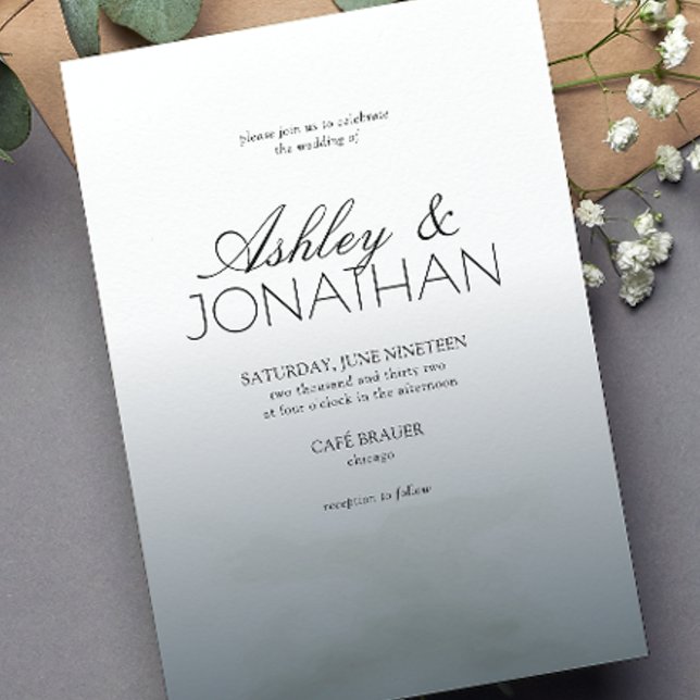 Modern Bold & Minimalist Dusty Blue Wedding Invitation (Creator Uploaded)