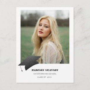 Modern Bold Minimalist Grad Announcement Cap Postcard