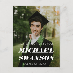 Modern Bold Minimalist Grad Announcement Postcard