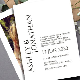 Modern Bold & Minimalist Photo Wedding Invitation