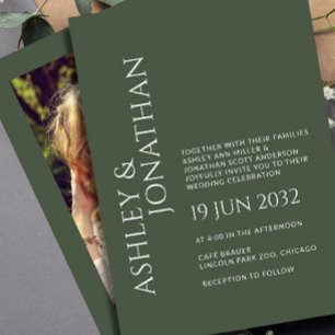 Modern Bold & Minimalist Photo Wedding Invitation