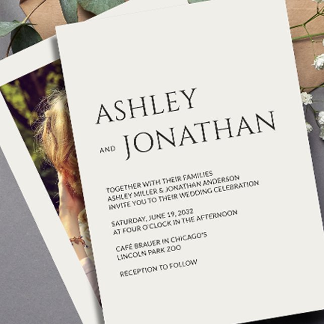 Modern Bold & Minimalist Photo Wedding Invitation (Creator Uploaded)