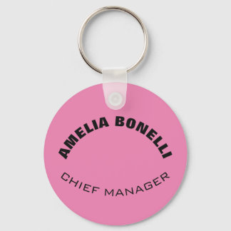 Modern Bold Minimalist Professional Feminine Pink Key Ring