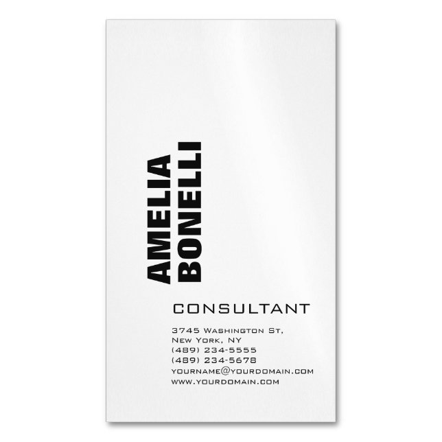 Modern Bold Minimalist Professional Magnetic Business Card (Front Vertical)