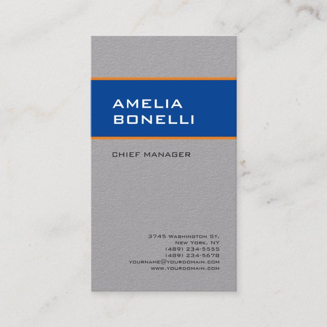 Modern Bold Minimalist Professional Premium Grey Business Card (Front)