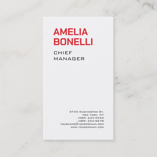 Modern Bold Minimalist Professional Standard Size Business Card (Front)