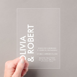 Modern Bold Minimalist Wedding Acrylic Invitations