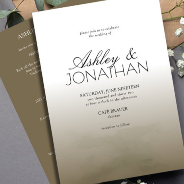 Modern Bold & Minimalist Wedding Brown All-in-One Invitation (Creator Uploaded)