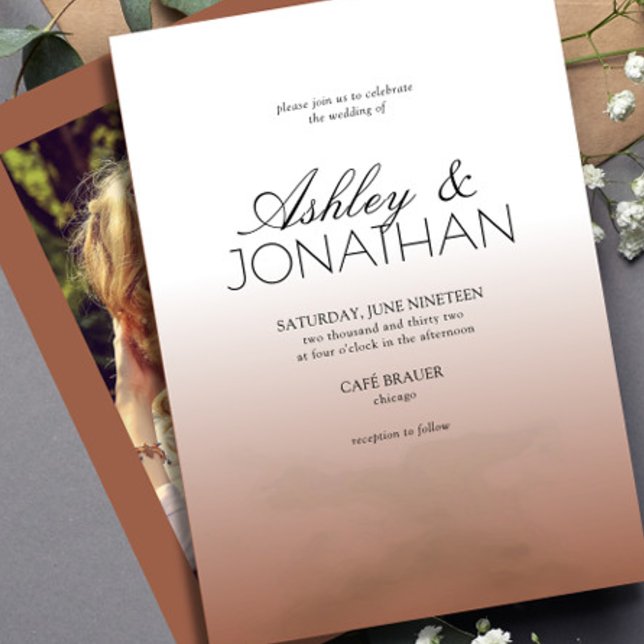 Modern Bold & Minimalist Wedding Terracotta Photo Invitation (Creator Uploaded)