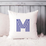 Modern Bold Monogram | Any Colour Cushion<br><div class="desc">This modern and stylish pillow features your monogram in a trendy, striped, disco-style typography initial. The pillow as shown here features a blue letter on a white background, but you can easily choose any colour for the letter and the background in the design tool. A cool and colourful look that...</div>