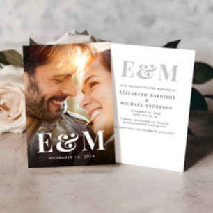 Modern Bold Monogram Initials Photo Save The Date