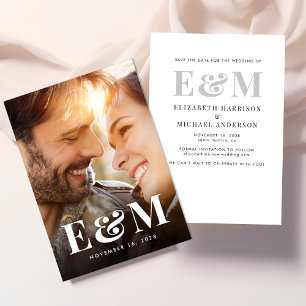 Modern Bold Monogram Initials Photo Save The Date