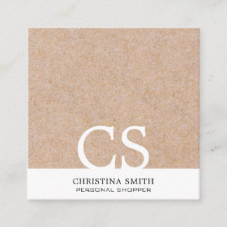 Modern Bold Monogram Kraft Printed Clean White Square Business Card