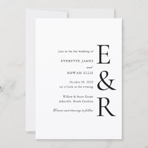 Modern Bold Monogram Minimalist Wedding Invitation