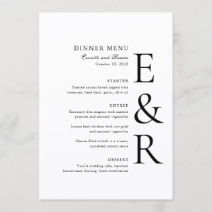 Modern Bold Monogram Minimalist Wedding Menu