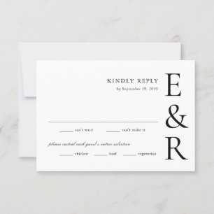 Modern Bold Monogram Minimalist Wedding RSVP Card