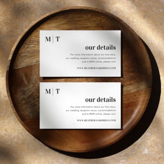 Modern Bold Monogram Wedding Our Details Enclosure Card (Creator Uploaded)