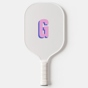 Modern bold monogrammed pink and blue  pickleball paddle
