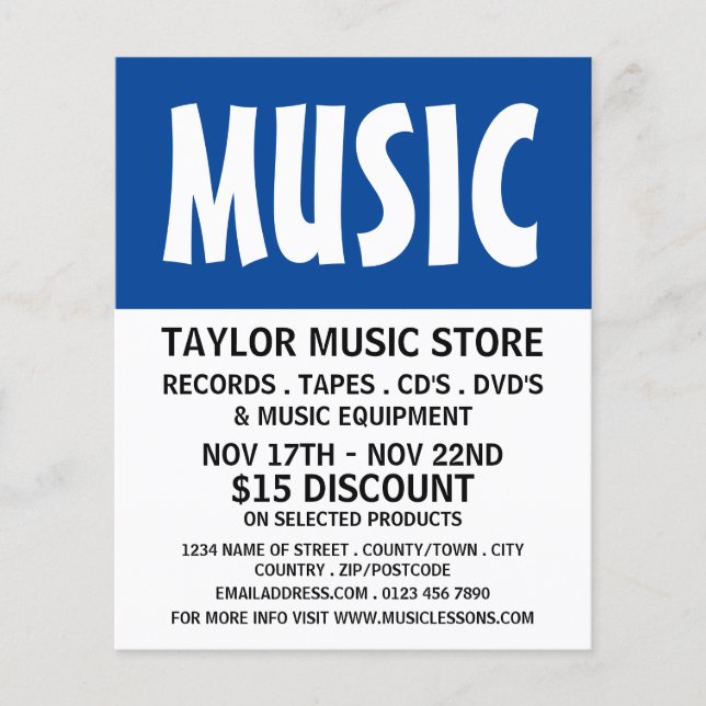 Modern Bold, Music Store Advertising Flyer (Front)
