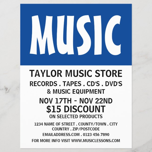 Modern Bold, Music Store Advertising Flyer (Front)