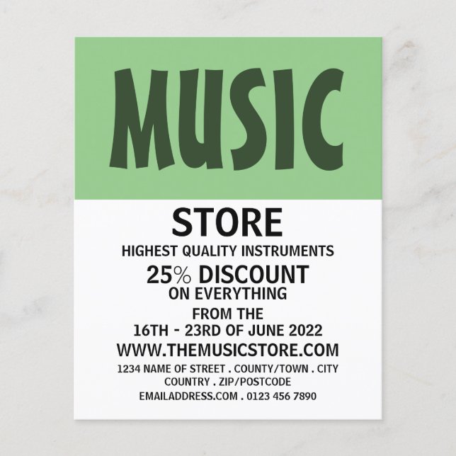 Modern Bold, Musical Instrument Store Flyer (Front)