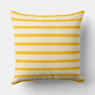 Modern Bold Mustard Colorful Yellow Cabana Striped Cushion