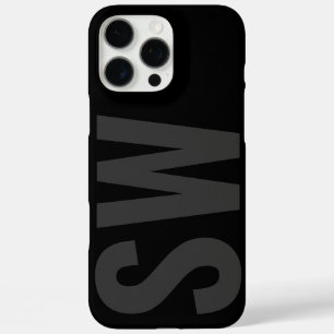 Modern Bold Name Initials Black Custom Monogram   iPhone 16 Pro Max Case