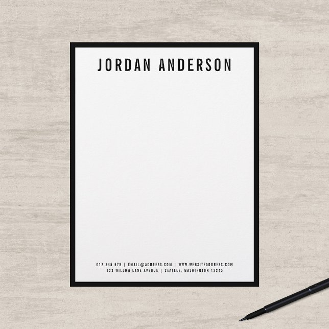 Modern Bold Name with EDITABLE Border Colour Custom Letterhead (Creator Uploaded)