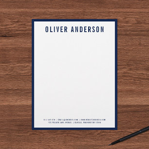 Modern Bold Name with EDITABLE Border Colour Custom Letterhead