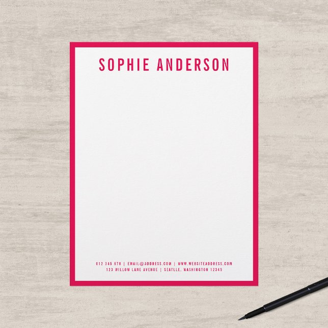 Modern Bold Name with EDITABLE Border Colour Custom Letterhead (Creator Uploaded)