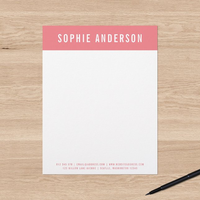 Modern Bold Name with Editable Header Colour Custom Letterhead (Creator Uploaded)