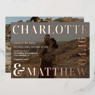 Modern bold names 2 photos overlay wedding rose