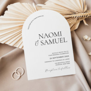 Modern Bold Names Arch Black & White Wedding Invitation