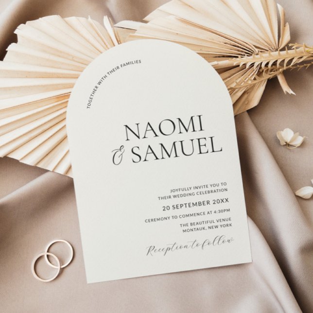 Modern Bold Names Arch Ecru Wedding Invitation (Creator Uploaded)