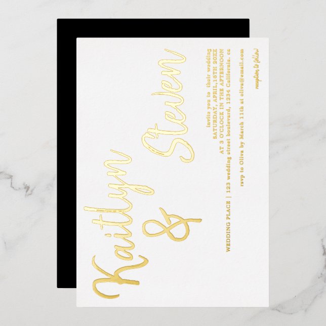 Modern bold names script minimalist wedding (Front/Back)