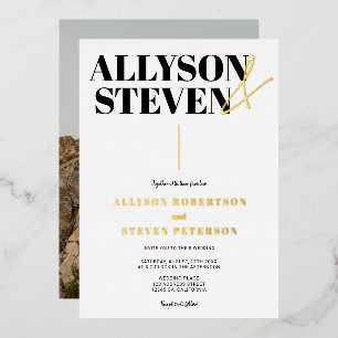 Modern bold names script photo wedding