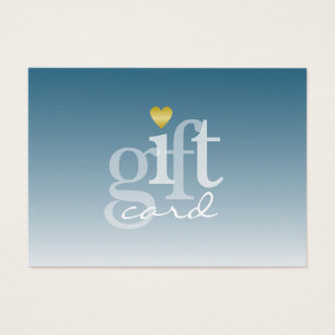 Modern Bold Navy Blue Ombre Gold Heart Gift Card
