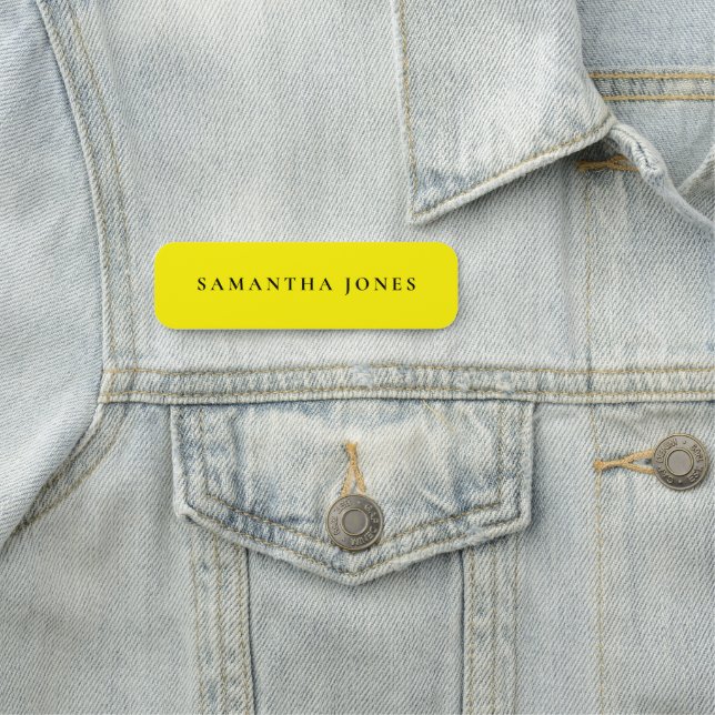 Modern Bold Neon Yellow Bright Fun Name Tag (In Situ)