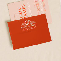 Modern bold orange and pink wedding Envelope