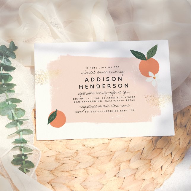 Modern Bold Orange & Blossom Pink Bridal shower Invitation (Creator Uploaded)