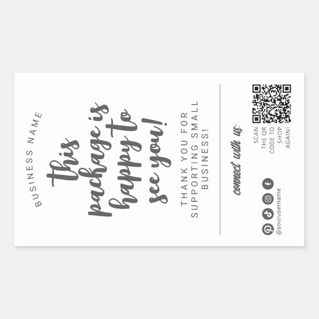 Modern Bold Packaging Grey & White Chic Minimal Rectangular Sticker (Front)