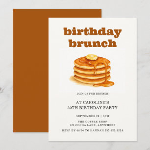 Modern Bold Pancakes Adult Birthday Brunch Invitation